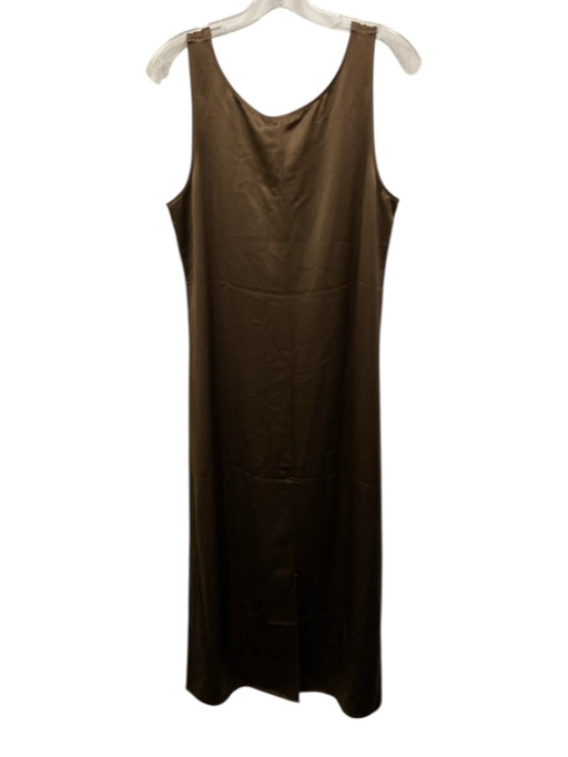 By Malene Birger Size 38 Brown Acetate Blend Satin Sleeveless U Neck Dress Brown / 38