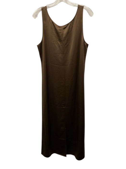 By Malene Birger Size 38 Brown Acetate Blend Satin Sleeveless U Neck Dress Brown / 38