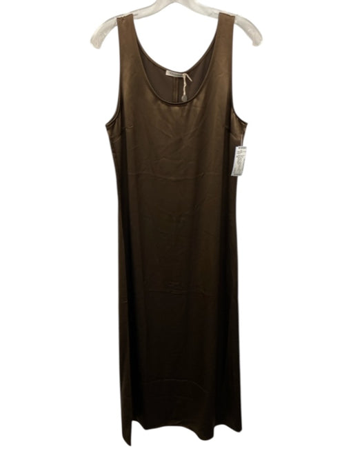 By Malene Birger Size 38 Brown Acetate Blend Satin Sleeveless U Neck Dress Brown / 38