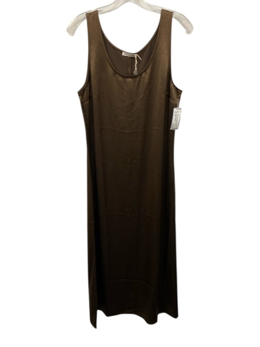 By Malene Birger Size 38 Brown Acetate Blend Satin Sleeveless U Neck Dress Brown / 38