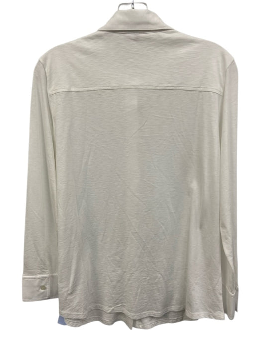 Theory Size L White Pima Cotton Heathered Long Sleeve Button Up Shirt Top White / L