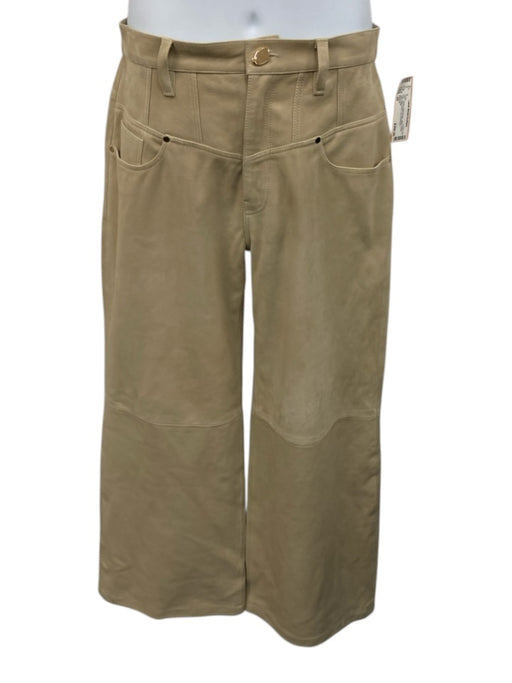 Hudson Size 29 Beige Goat Suede Stitch Detail High Rise Wide Leg Pants Beige / 29