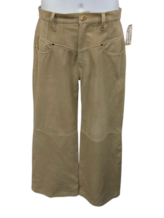 Hudson Size 29 Beige Goat Suede Stitch Detail High Rise Wide Leg Pants Beige / 29