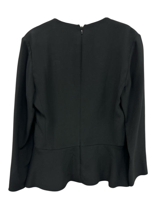 Ralph Lauren Size 8 Black Viscose Blend Deep V neck Long Sleeve Peplum Top Black / 8