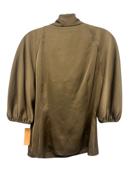 Theory Size M Taupe Brown Polyester Satin Scarf Neck Tie Twist Half Sleeve Top Taupe Brown / M