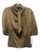 Theory Size M Taupe Brown Polyester Satin Scarf Neck Tie Twist Half Sleeve Top Taupe Brown / M