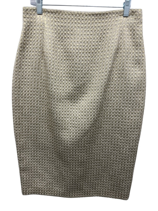 Max Mara Size 12 Gold Polyester Blend Houndstooth Knee length Skirt Gold / 12