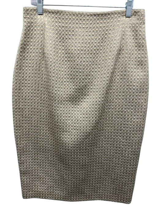 Max Mara Size 12 Gold Polyester Blend Houndstooth Knee length Skirt Gold / 12