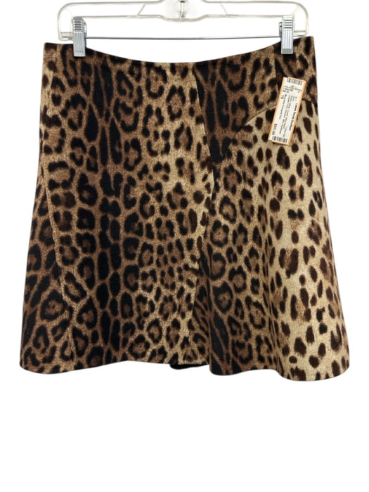 Moschino Cheap & Chic Size 10 Brown, Black, Cream Wool Blend Leopard Print Skirt Brown, Black, Cream / 10