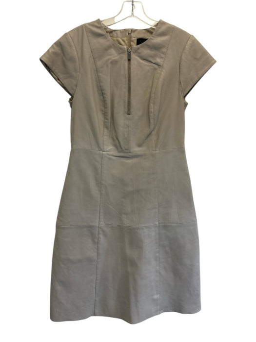 Bod & Christensen Size 8 Beige Leather Paneled Zip Knee length Dress Beige / 8