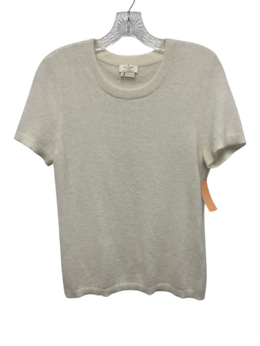 Kate Spade Size L Cream Rabbit Hair Blend Ribbed Trim Round Neck Sweater Cream / L
