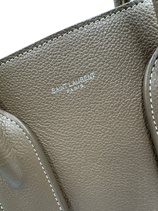 Saint Laurent Taupe Brown Leather Accordion Padlock Top Handle Bag Taupe Brown / Medium