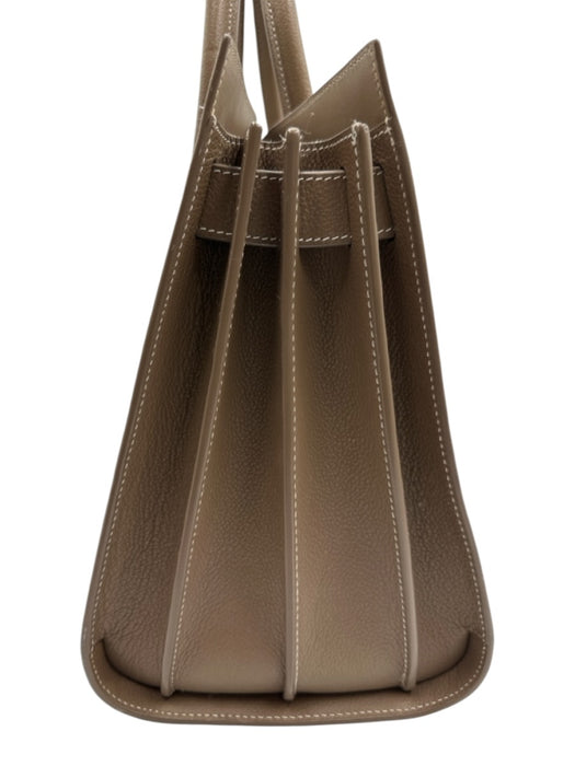Saint Laurent Taupe Brown Leather Accordion Padlock Top Handle Bag Taupe Brown / Medium