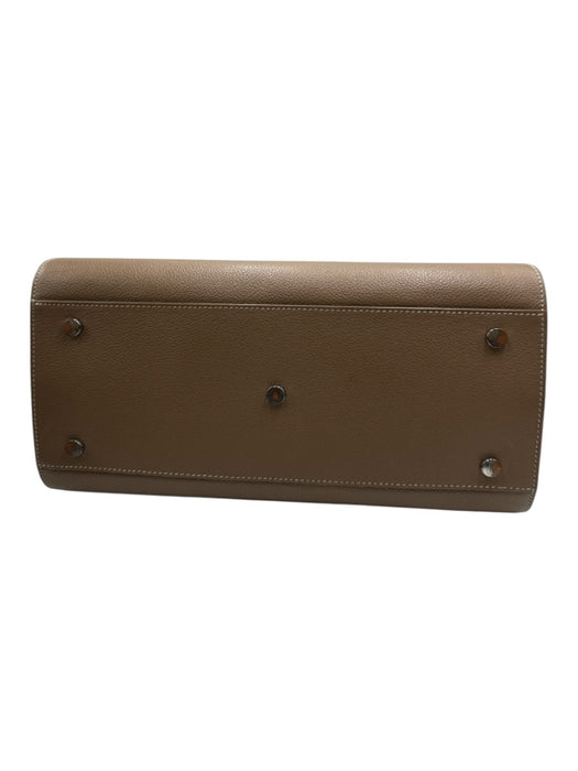 Saint Laurent Taupe Brown Leather Accordion Padlock Top Handle Bag Taupe Brown / Medium