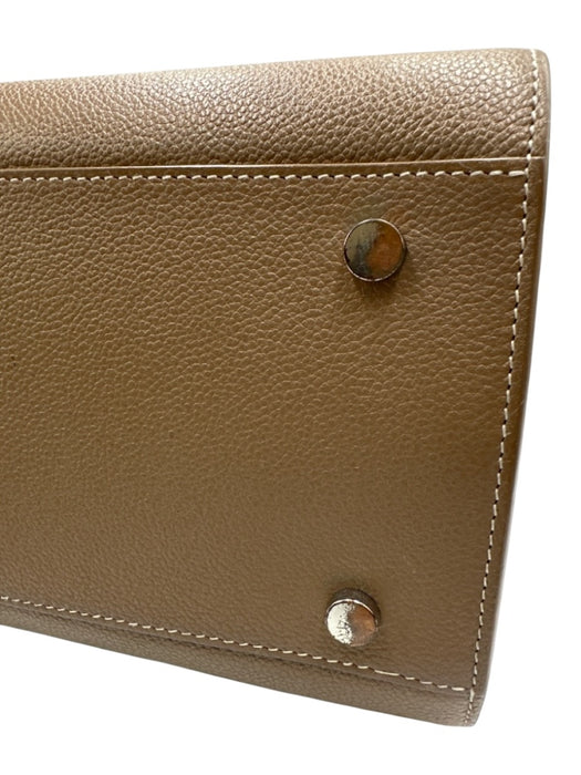 Saint Laurent Taupe Brown Leather Accordion Padlock Top Handle Bag Taupe Brown / Medium
