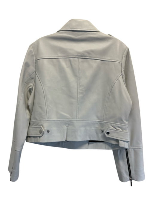Bod & Christensen Size M White Leather Zip Pockets Asymmetric Zip Moto Jacket White / M
