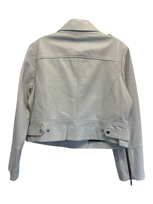 Bod & Christensen Size M White Leather Zip Pockets Asymmetric Zip Moto Jacket White / M
