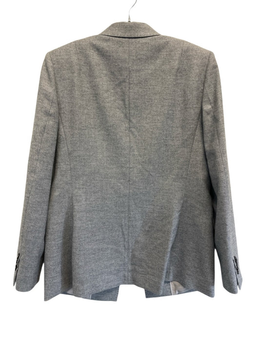 Lafayette 148 Size 8 Gray Wool Blend Single Breasted Flap Pockets Blazer Jacket Gray / 8