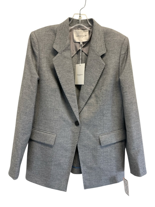 Lafayette 148 Size 8 Gray Wool Blend Single Breasted Flap Pockets Blazer Jacket Gray / 8