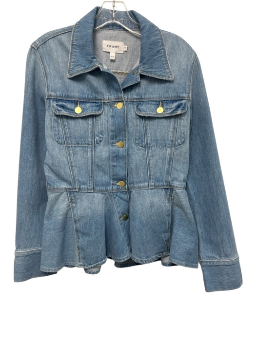 Frame Size M Light Wash Cotton Denim Button Front Button Pockets Jacket Light Wash / M