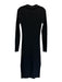 Samsoe Samsoe Size M Black Viscose Blend Ribbed Knit Collar Split Hem Midi Dress Black / M