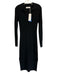 Samsoe Samsoe Size M Black Viscose Blend Ribbed Knit Collar Split Hem Midi Dress Black / M