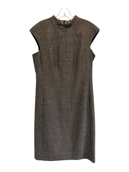 Akris Size 10 Brown & Black Wool Blend Tweed Zip Pockets Knee Length Shift Dress Brown & Black / 10