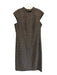 Akris Size 10 Brown & Black Wool Blend Tweed Zip Pockets Knee Length Shift Dress Brown & Black / 10
