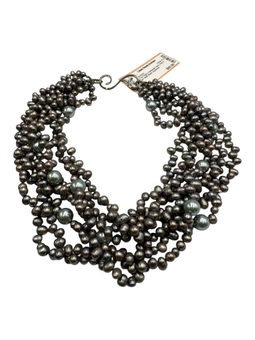 Gray Purple Freshwater Pearl Hook & Eye Multi Strand Necklace Gray Purple