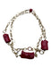 Red & Gold Coral Chain Link Lobster Clasp Necklace Red & Gold