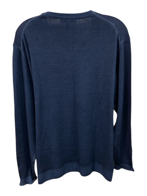 Augusta Natl Golf Size L Blue Merino Wool Solid V Neck Men's Sweater Blue / L
