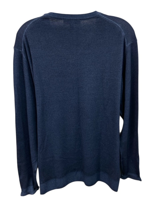 Augusta Natl Golf Size L Blue Merino Wool Solid V Neck Men's Sweater Blue / L