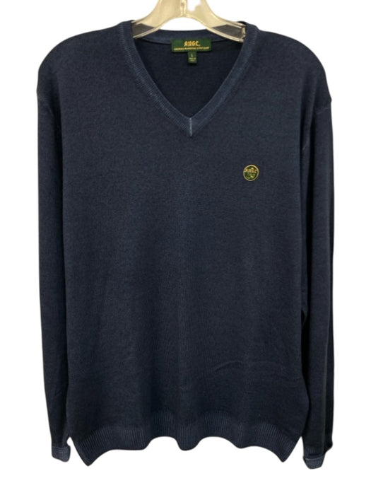 Augusta Natl Golf Size L Blue Merino Wool Solid V Neck Men's Sweater Blue / L