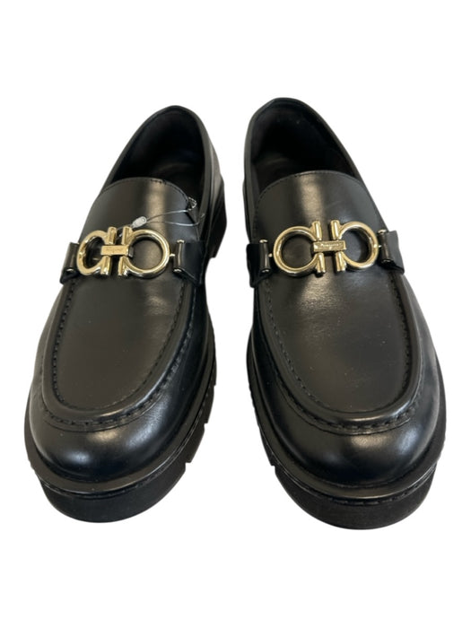 Salvatore Ferragamo Shoe Size 9 Black Leather Silver Hardware Lug sole Loafers Black / 9