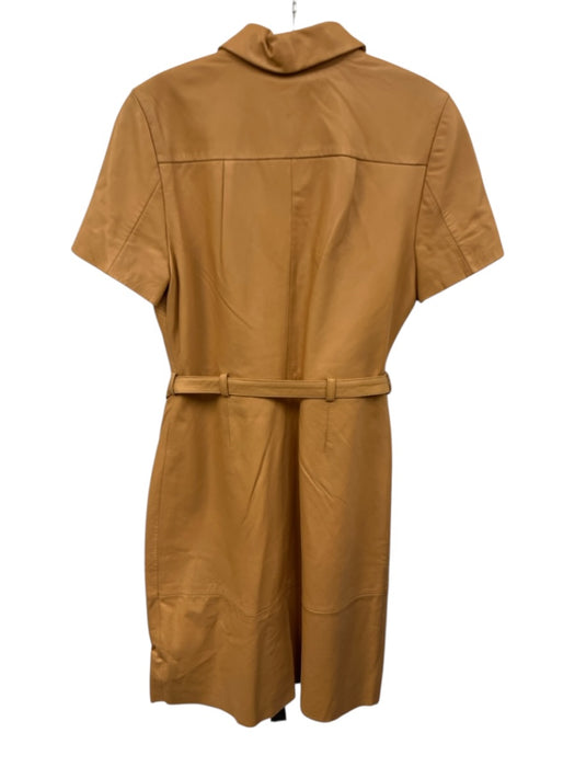 Walter Baker Size M Tan Brown Lamb leather Short Sleeve Snap Button Front Dress Tan Brown / M