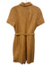 Walter Baker Size M Tan Brown Lamb leather Short Sleeve Snap Button Front Dress Tan Brown / M