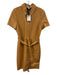 Walter Baker Size M Tan Brown Lamb leather Short Sleeve Snap Button Front Dress Tan Brown / M