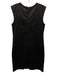 J. Mendel Size 8 Black Leather & Silk Sleeveless Paneled Pleated Detail Dress Black / 8