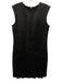 J. Mendel Size 8 Black Leather & Silk Sleeveless Paneled Pleated Detail Dress Black / 8