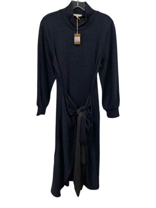 Ann Mashburn Size S Navy Blue Cotton & Cashmere Blend Heathered Tie Waist Dress Navy Blue / S