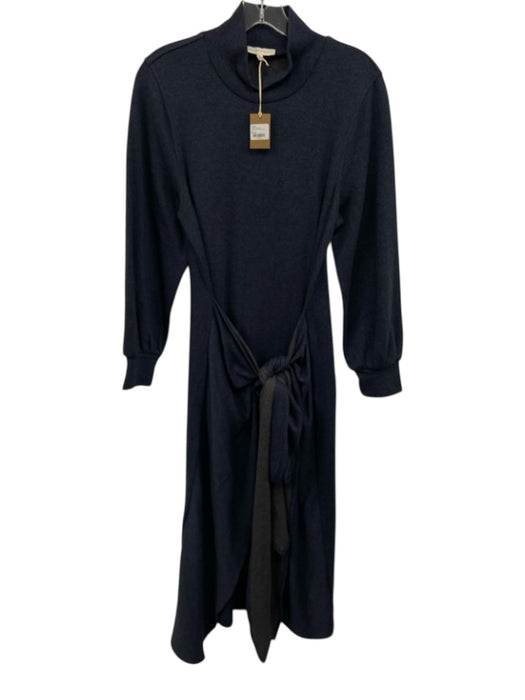 Ann Mashburn Size S Navy Blue Cotton & Cashmere Blend Heathered Tie Waist Dress Navy Blue / S