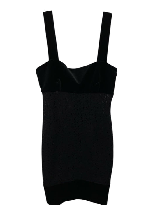 St. John Evening Size 8 Black No Fabric Tag Knit Velvet Detail Sequin Dress Black / 8