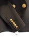 Balmain Size 40 Black Wool Shoulder Pads Gold Tone Buttons Blazer Jacket Black / 40