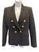 Balmain Size 40 Black Wool Shoulder Pads Gold Tone Buttons Blazer Jacket Black / 40