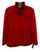 Valentino Size 8 Red & Brown Wool & Cashgora Fur Trim Zip Front Collared Jacket Red & Brown / 8