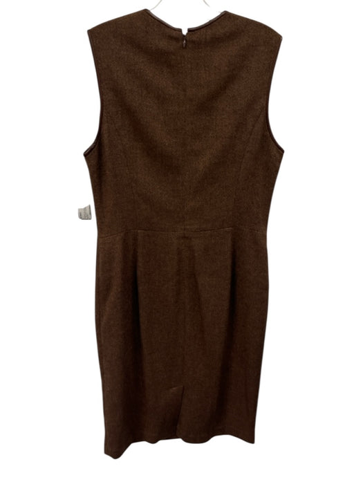 Ralph Lauren Black Size 10 Brown Wool & Cashmere Leather trim Sleeveless Dress Brown / 10
