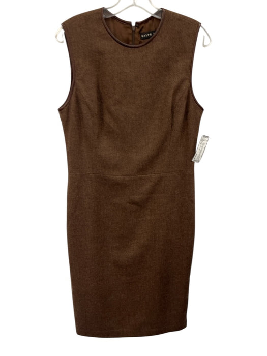 Ralph Lauren Black Size 10 Brown Wool & Cashmere Leather trim Sleeveless Dress Brown / 10