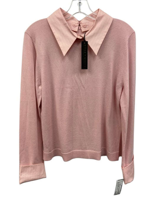 Alice + Olivia Classics Size XL Pink Wool Blend Knit Layered Effect Sweater Pink / XL