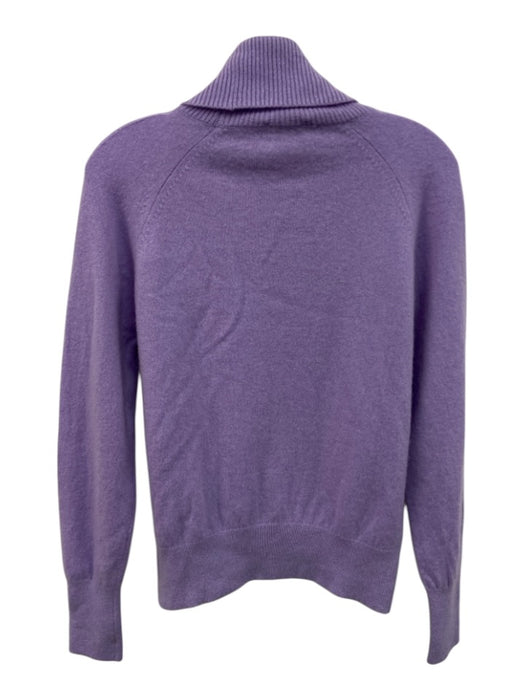 White + Warren Size L Purple Cashmere Knit Turtleneck Ribbed Hem Sweater Purple / L