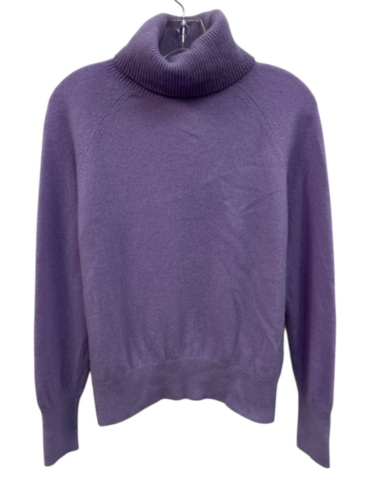 White + Warren Size L Purple Cashmere Knit Turtleneck Ribbed Hem Sweater Purple / L